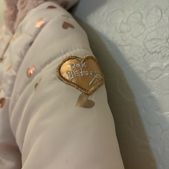 Betsey Johnson Kids Toddler Pink Heart Print Faux Fur Winter Coat Jacket 12M - Picture 4 of 10